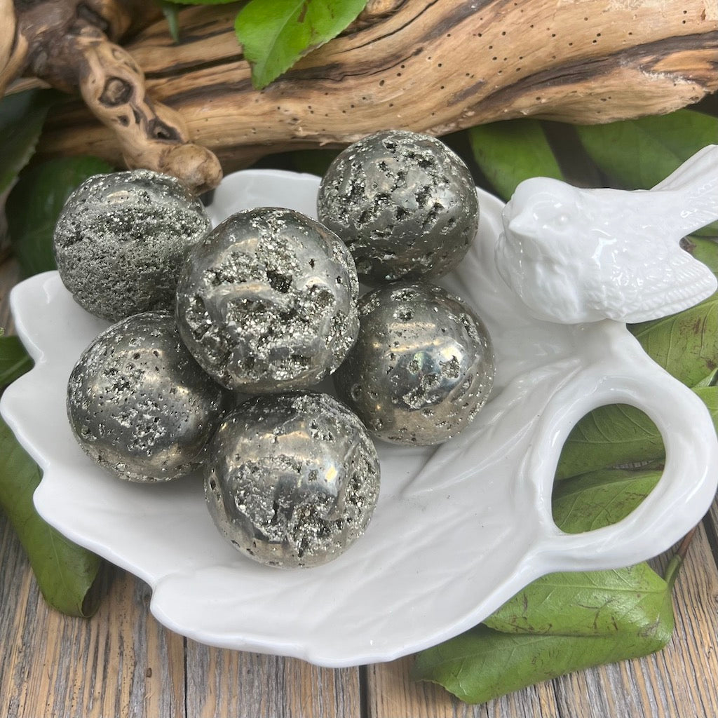 Healing Crystal Pyrite Sphere for Leo, Libra, and Aries