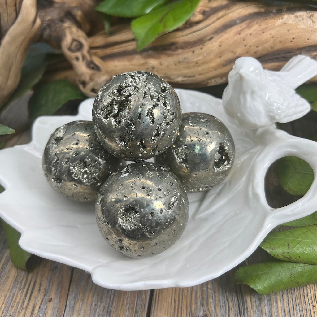 Healing Crystal Pyrite Sphere for Leo, Libra, and Aries