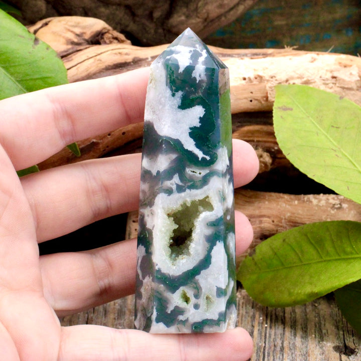 New Green Agate 2024 Tower with Druzy