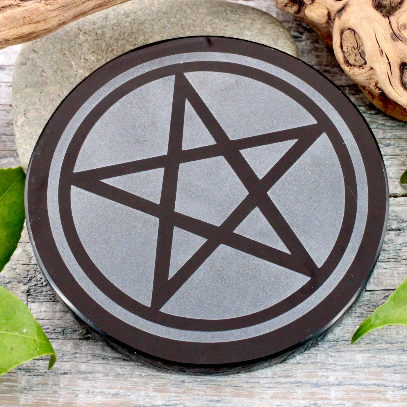 Obsidian Scrying Mirror With Star