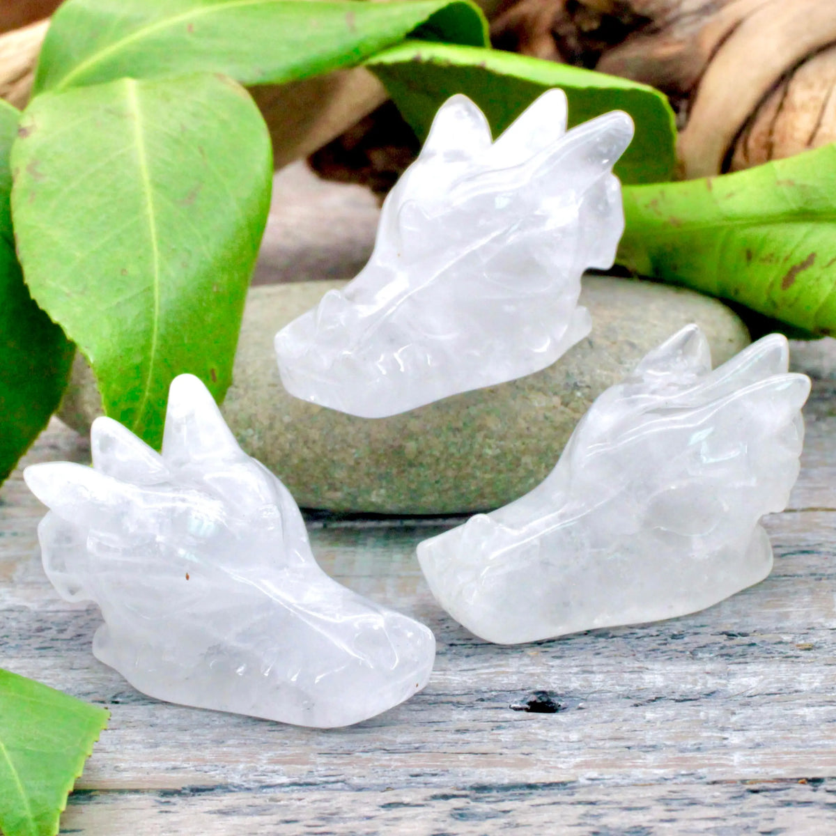 Quartz Dragon Skull Carving