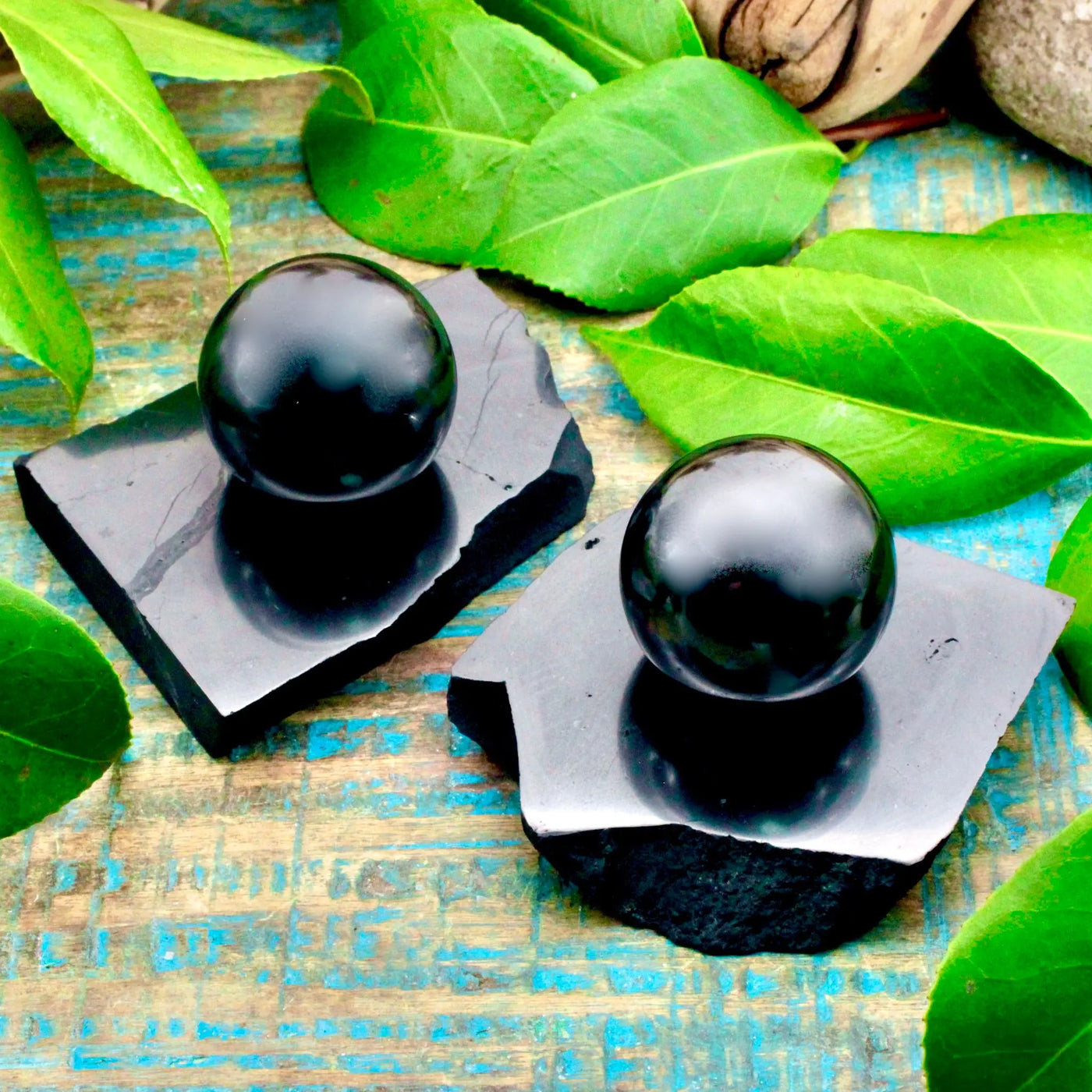 Shungite Sphere and Sphere Stand