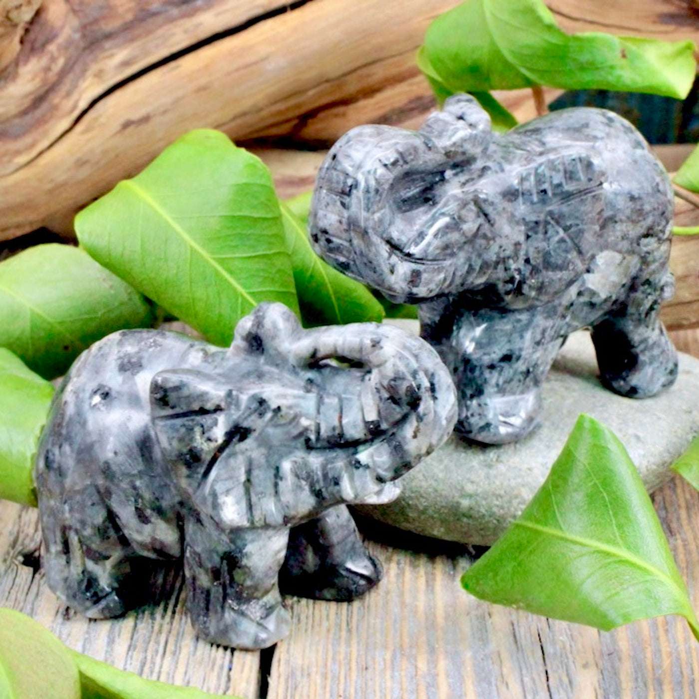 Larvikite Elephant Carving