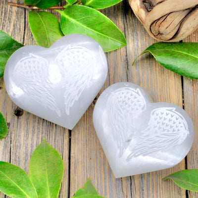Selenite Heart with Wings