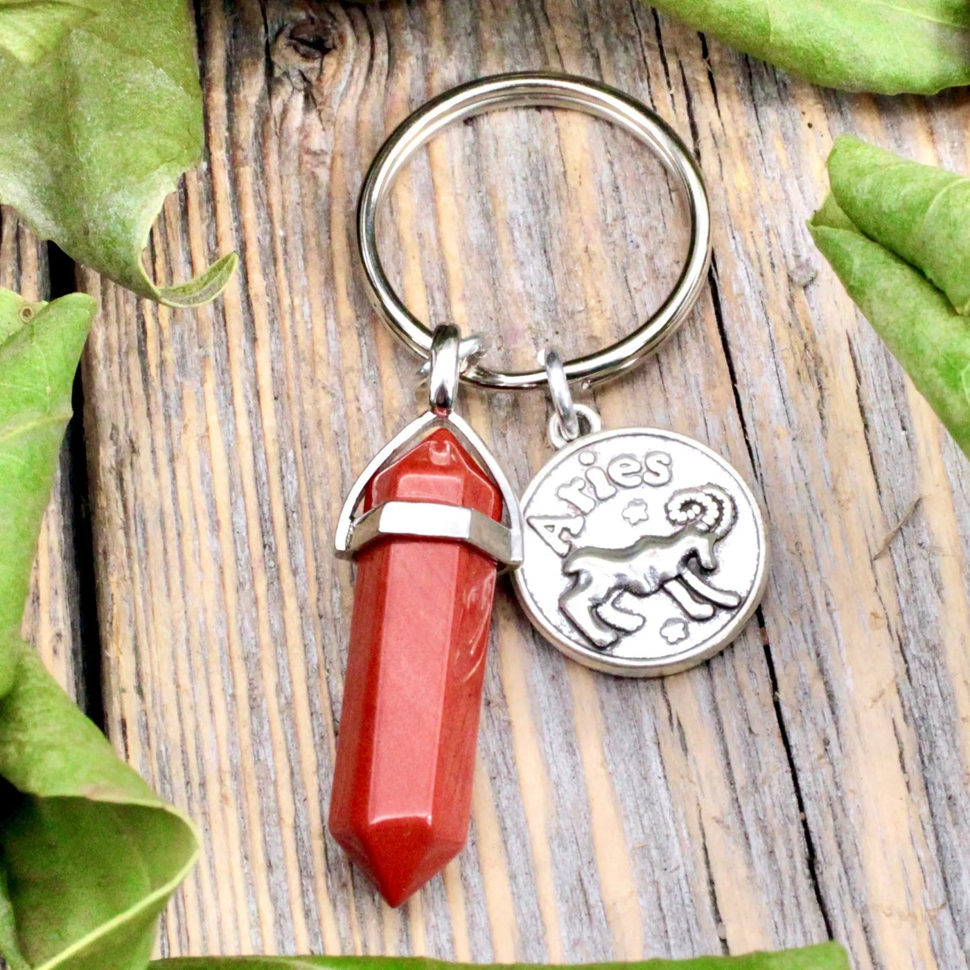 Red Jasper Zodiac Key Ring - Aries