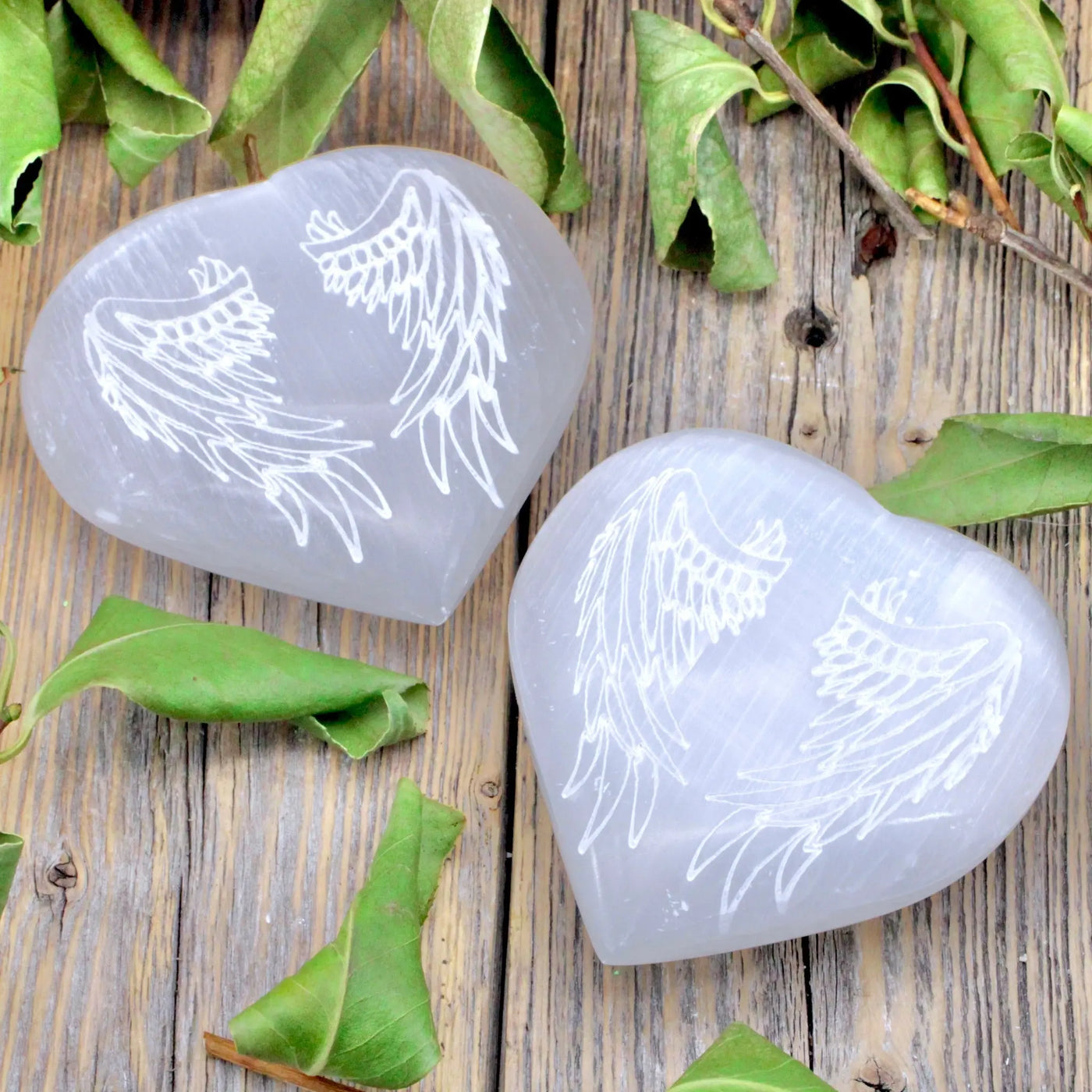 Selenite Heart with Wings