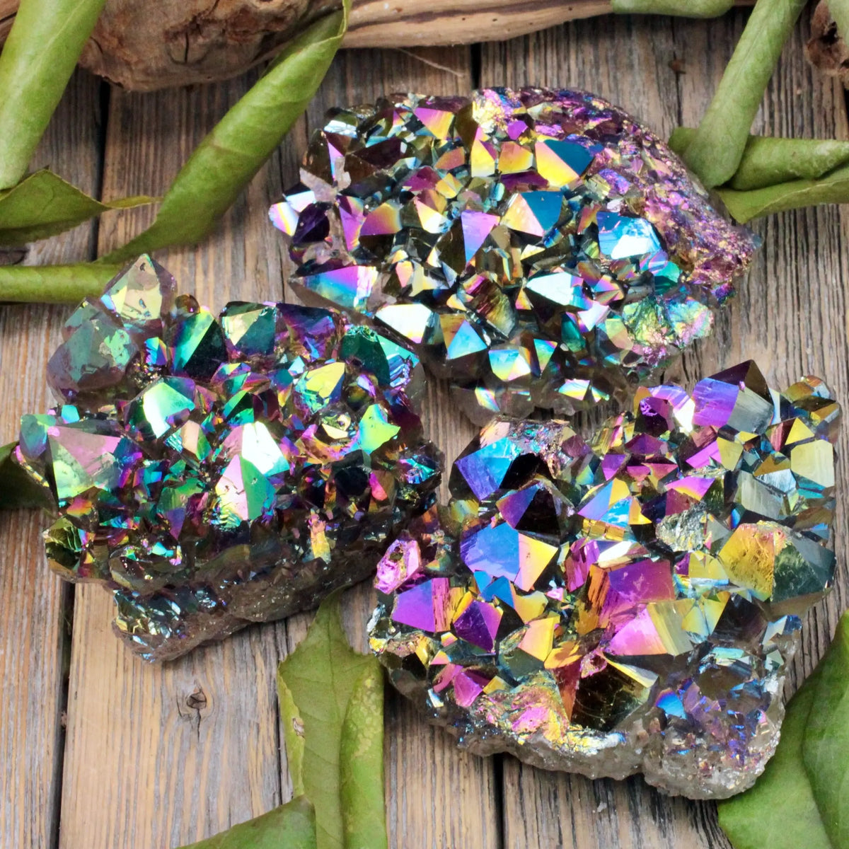Titanium Aura Quartz Cluster - Small