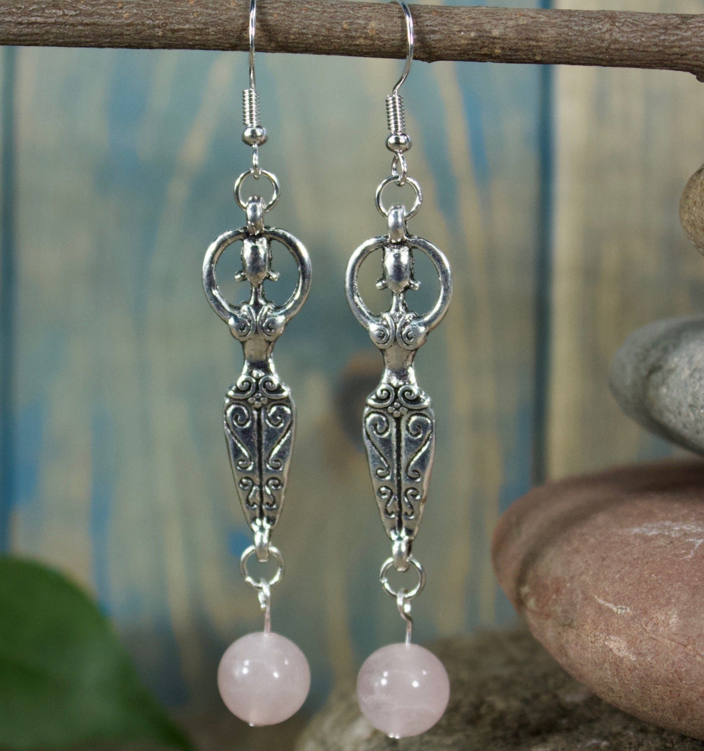 Rose Quartz Goddess Earrings