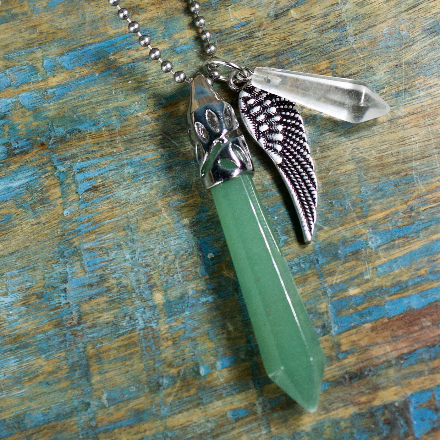 Green Aventurine Guardian Stones Necklace, Large Point