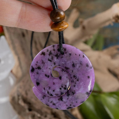 Purple Kiwi Jasper Sacred Symbols Spiral Amulet