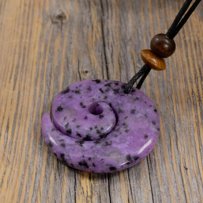 Purple Kiwi Jasper Sacred Symbols Spiral Amulet