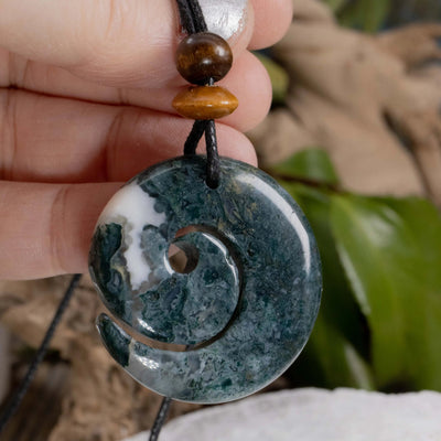 Moss Agate | Sacred Symbols Spiral Amulet