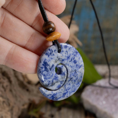 Sodalite Sacred Symbols Spiral Amulet