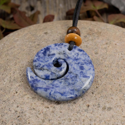 Sodalite Sacred Symbols Spiral Amulet