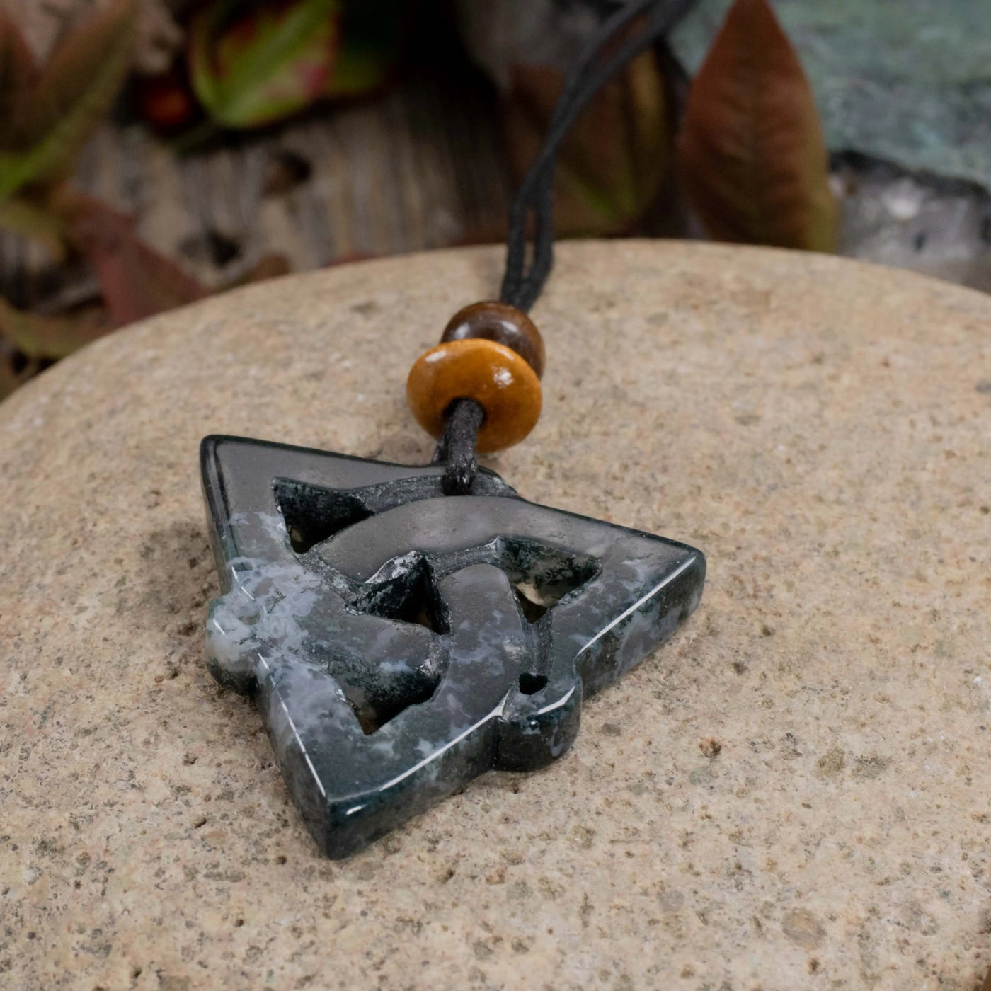 Moss Agate Sacred Symbols Triquetra