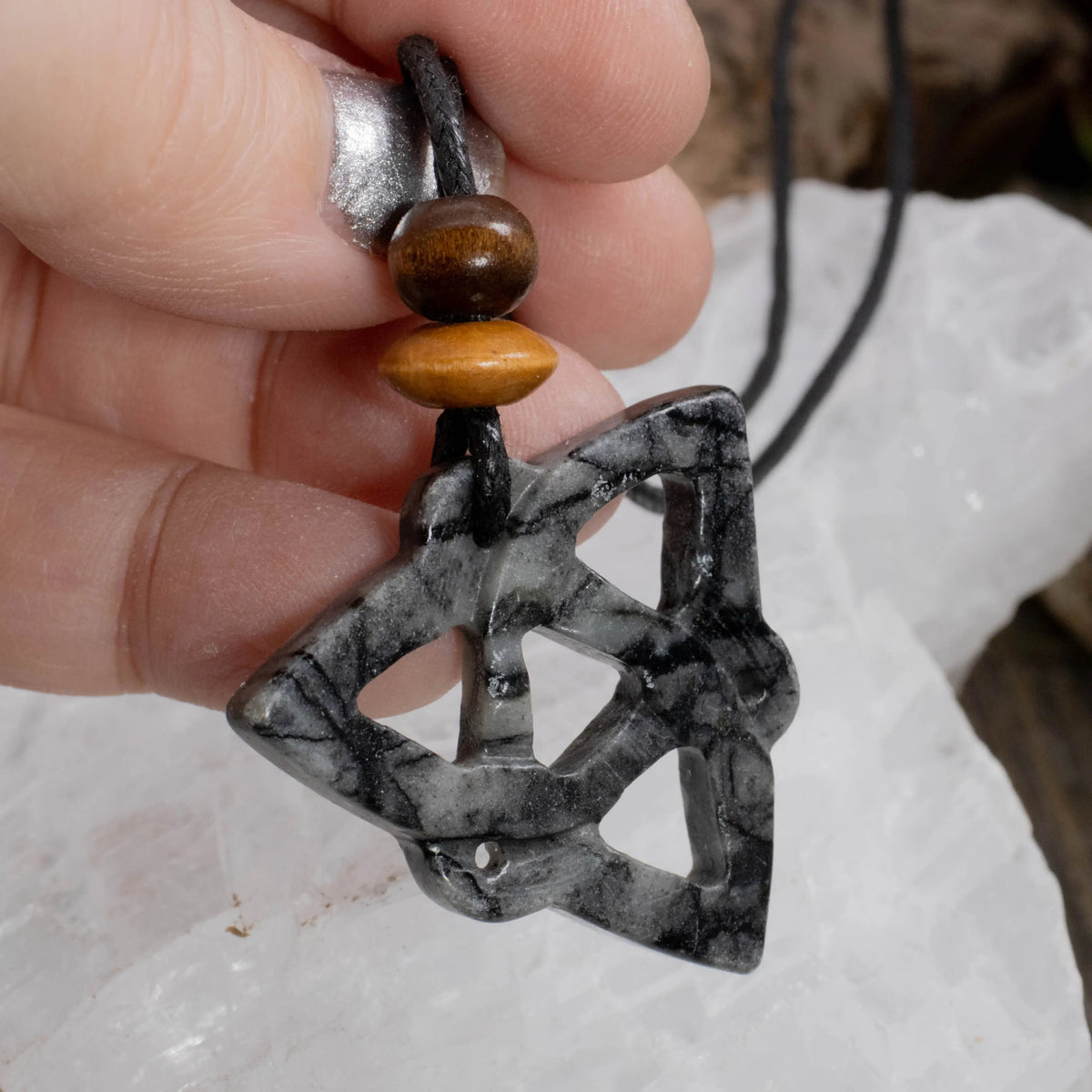 Black Picasso Jasper  Sacred Symbols Triquetra