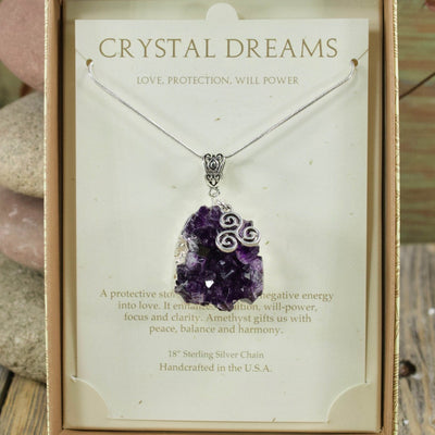Amethyst and Triple Spiral Crystal Dreams Necklace