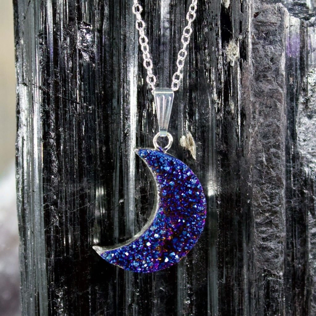 Blue Druzy Moon Crystal Dreams Necklace