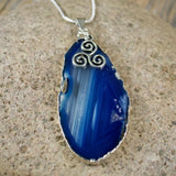 Blue Ocean Agate with Spiral Necklace