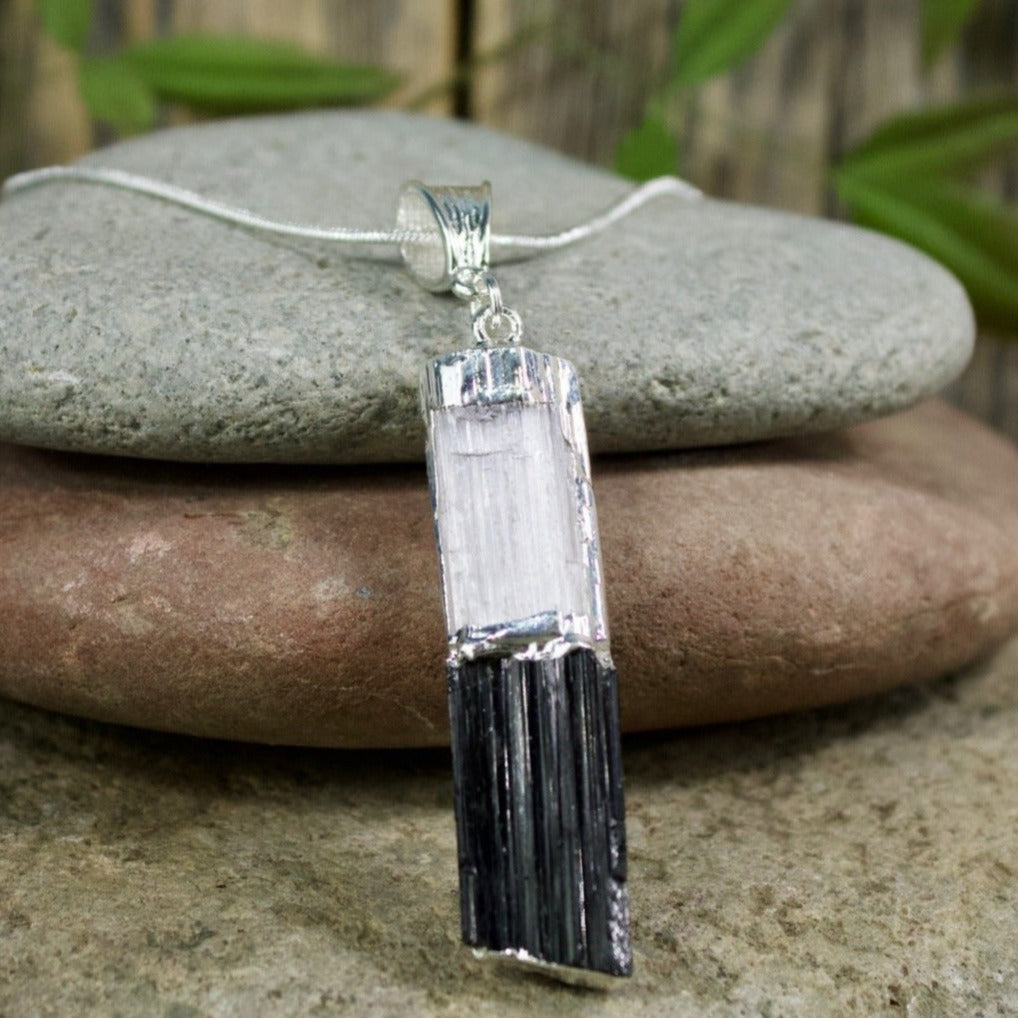 Selenite and Black Tourmaline Crystal Dreams Necklace