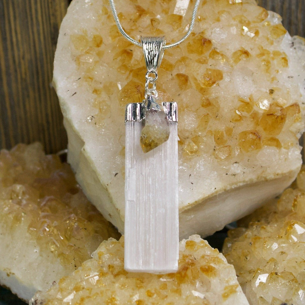 Selenite with Citrine Necklace