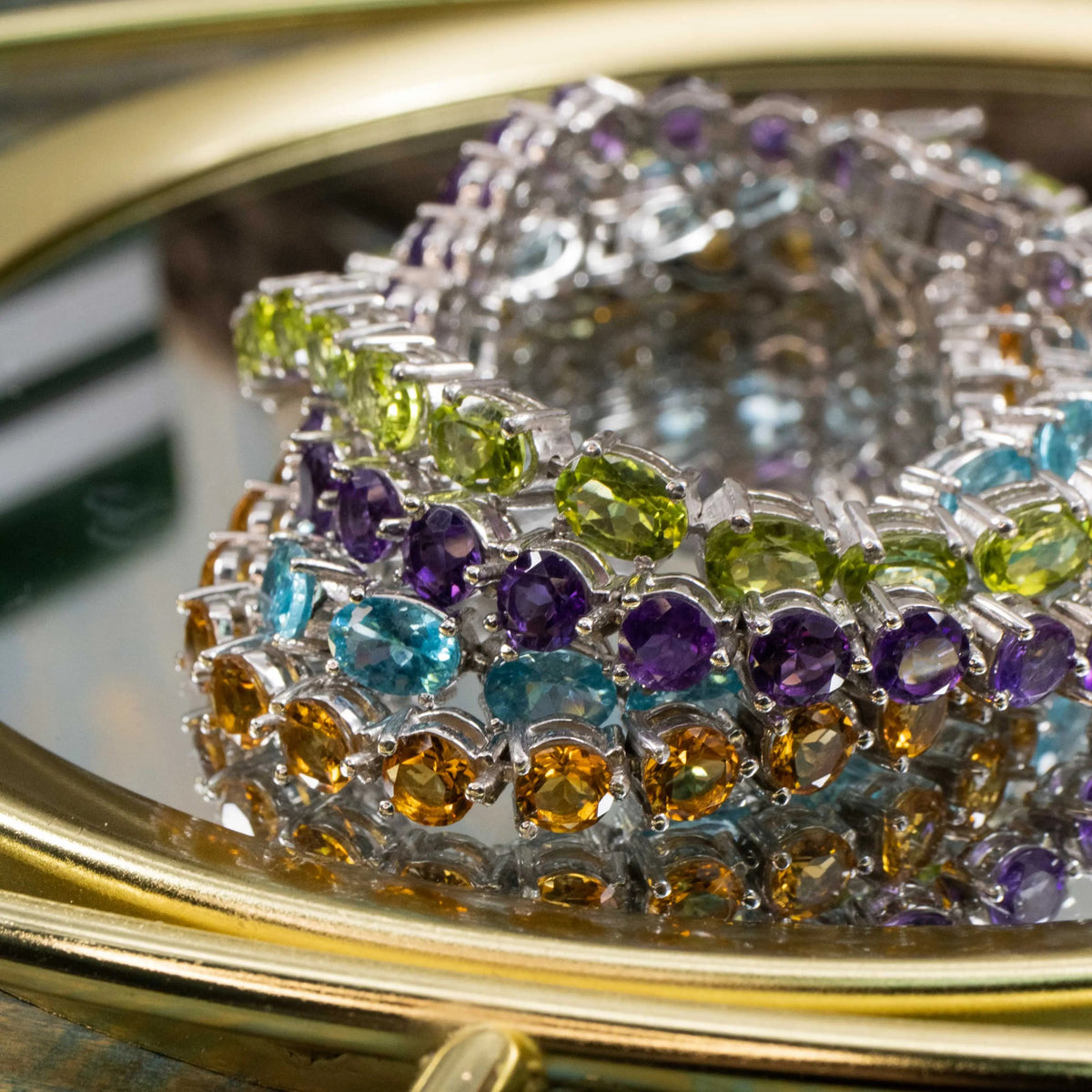 Gemstone Tennis Bracelet - Sterling Silver