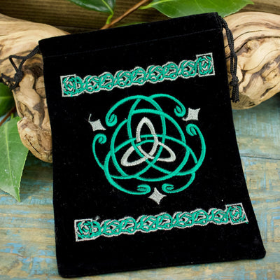 Embroidered Velvet Drawstring Bag