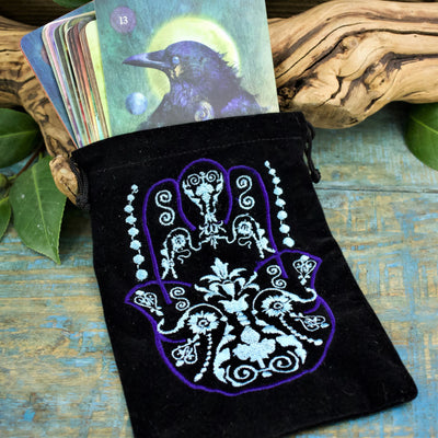 Embroidered Velvet Drawstring Bag